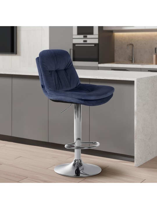 Barstol Laurel Velvet Chrome, blå