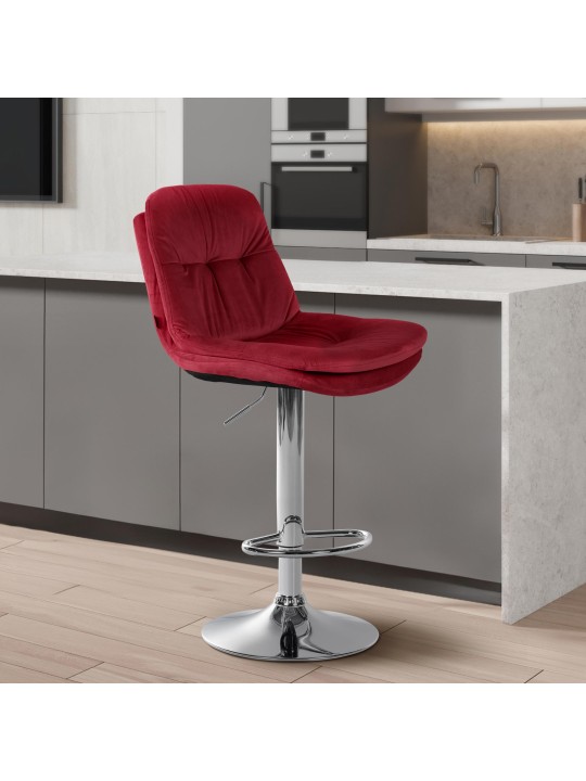 Barstol Laurel Velvet Chrome, rød