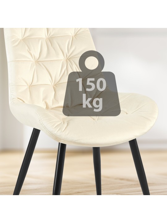 Rossford spisestuestol i fløjl, creme