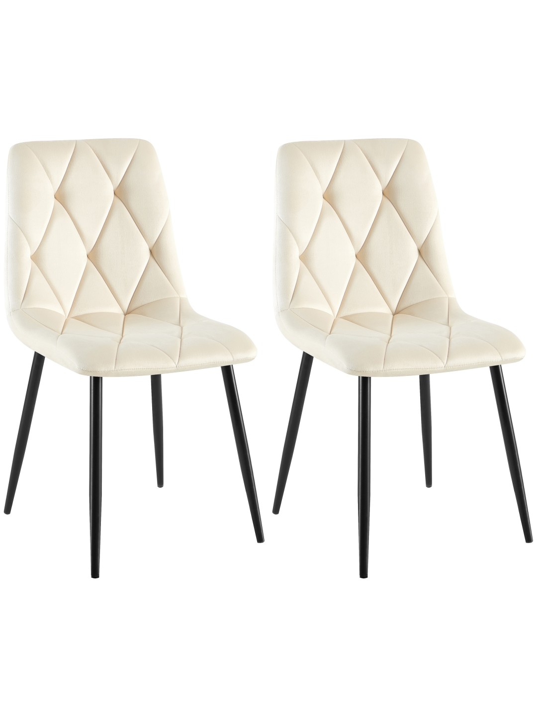 Sæt med 2 spisestuestole Clairton velvet, creme