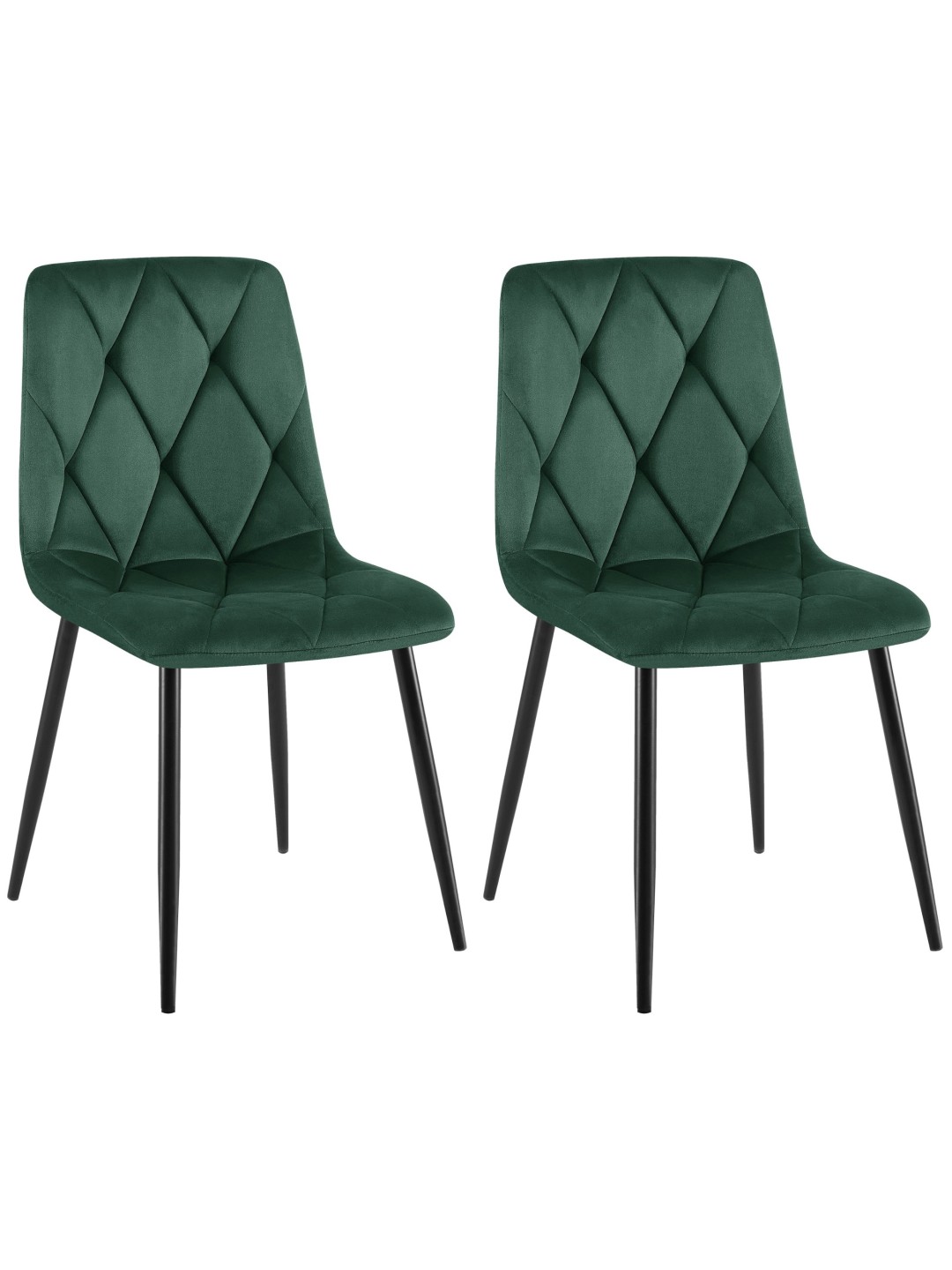 Sæt med 2 spisestuestole Clairton velvet, grøn