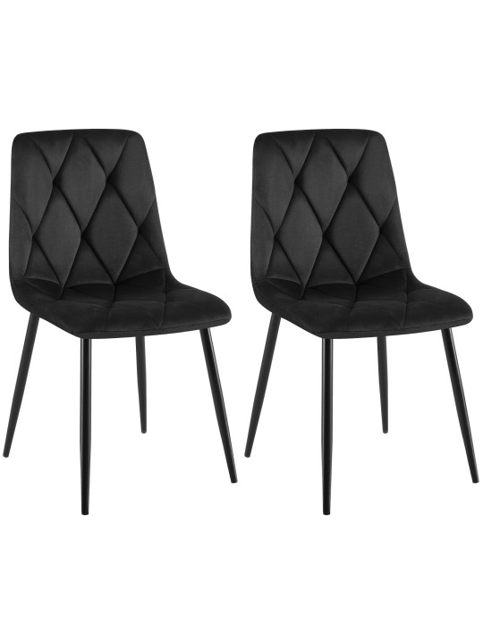 Sæt med 2 spisestuestole Clairton velvet, sort