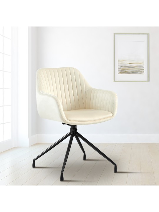 Sæt med 2 spisestuestole Welby velvet, creme