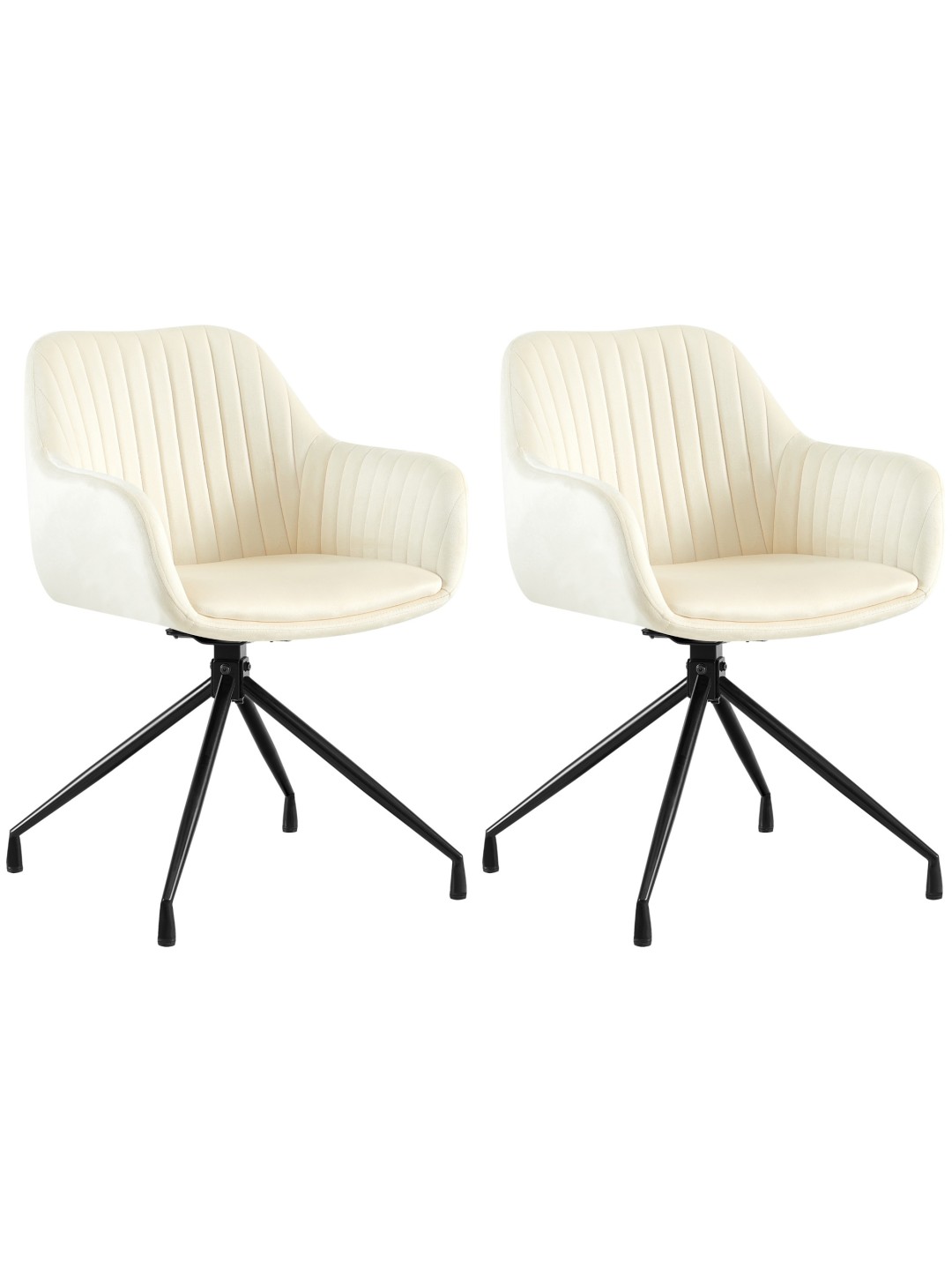 Sæt med 2 spisestuestole Welby velvet, creme