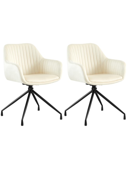 Sæt med 2 spisestuestole Welby velvet, creme