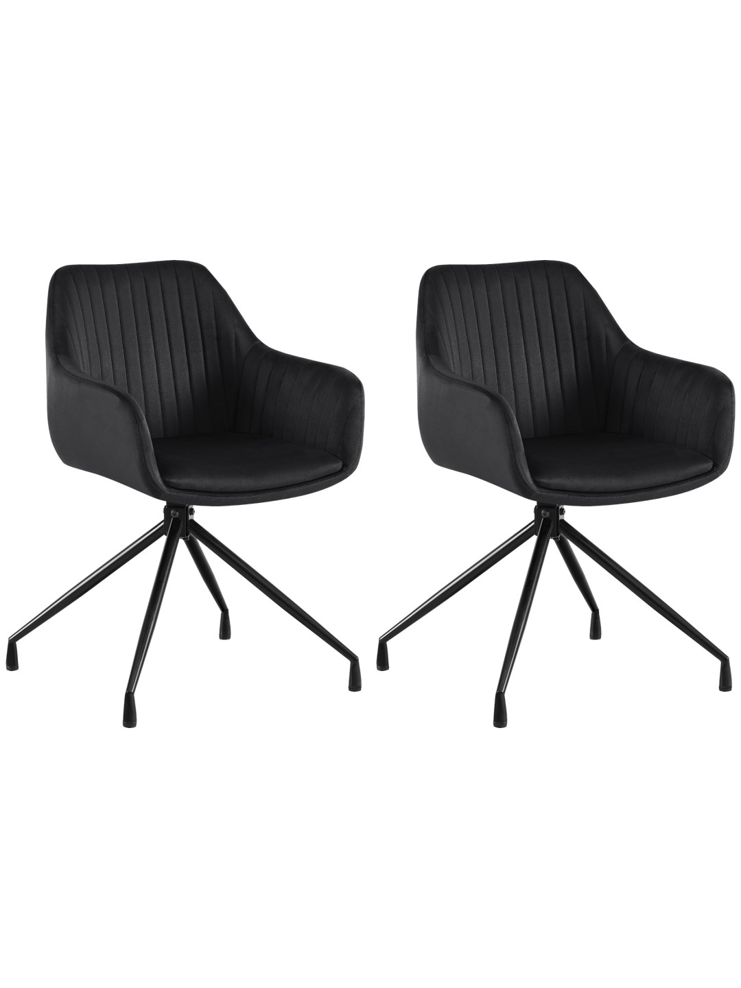 Sæt med 2 spisestuestole Welby velvet, sort
