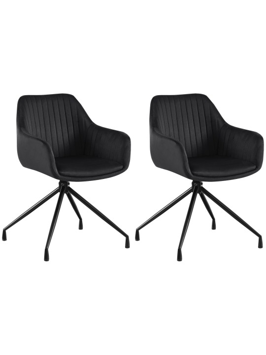 Sæt med 2 spisestuestole Welby velvet, sort