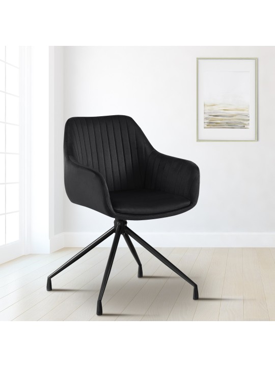 Sæt med 2 spisestuestole Welby velvet, sort