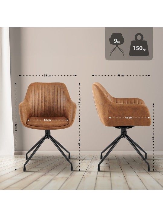 Sæt med 2 spisestuestole Welby Vintage, lysebrun
