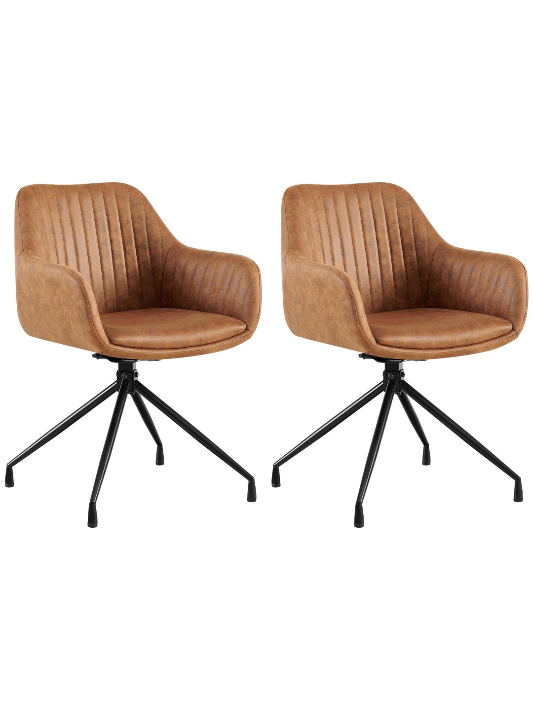 Sæt med 2 spisestuestole Welby Vintage, lysebrun