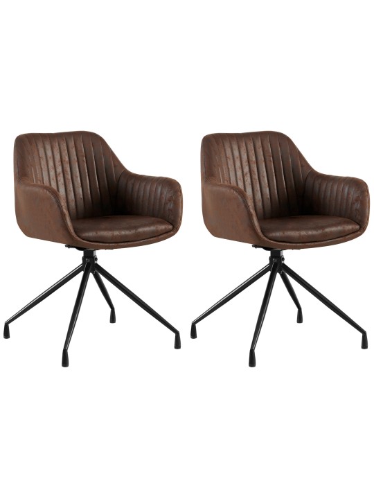 Sæt med 2 spisestuestole Welby Vintage, mørkebrun