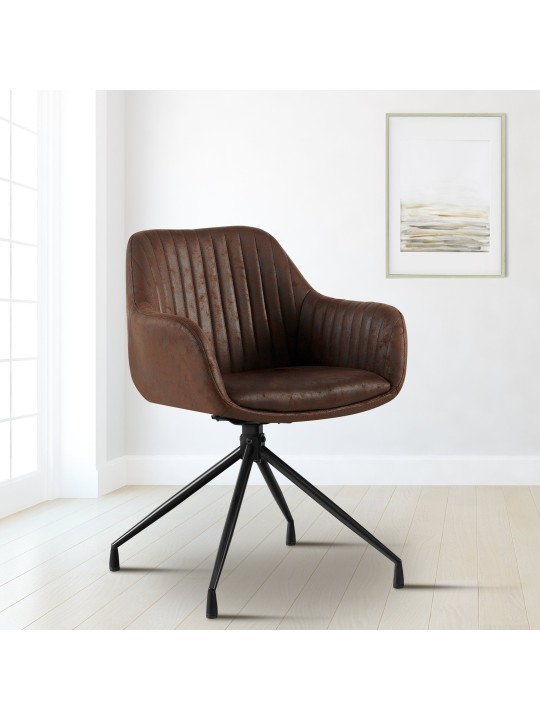 Sæt med 2 spisestuestole Welby Vintage, mørkebrun