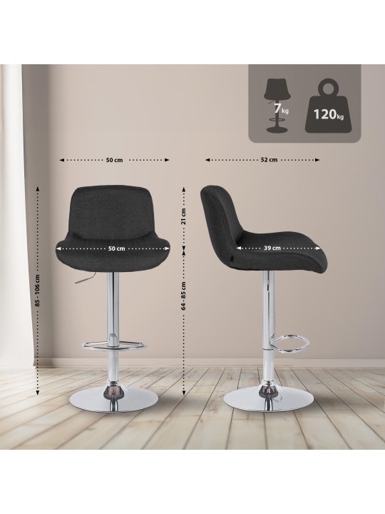 Sæt med 2 barstole Solon kromstof, sort