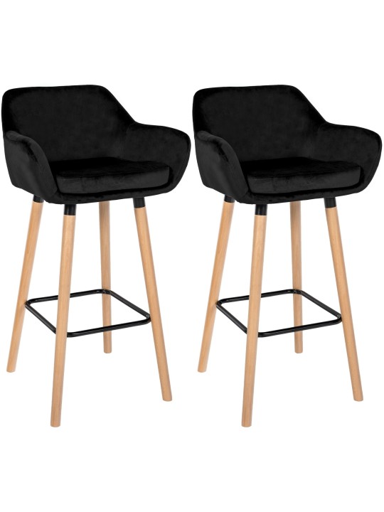 Sæt med 2 barstole Grant velvet, sort Sæt med 2 barstole Grant velvet, sort