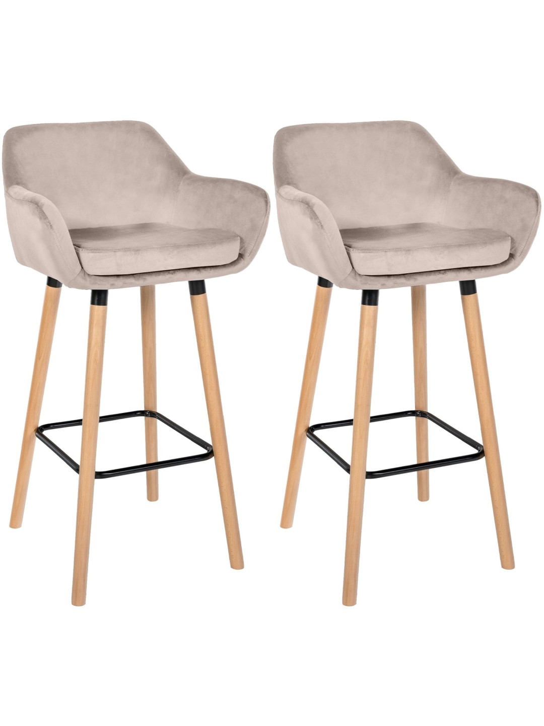 Sæt med 2 barstole Grant velvet, creme