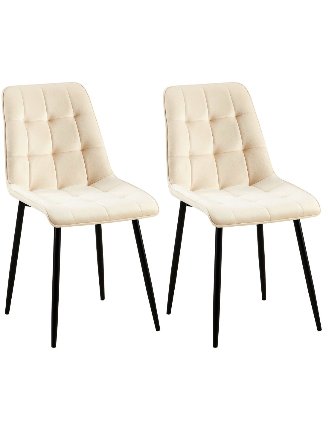 Sæt med 2 spisestuestole Gifford velvet, creme