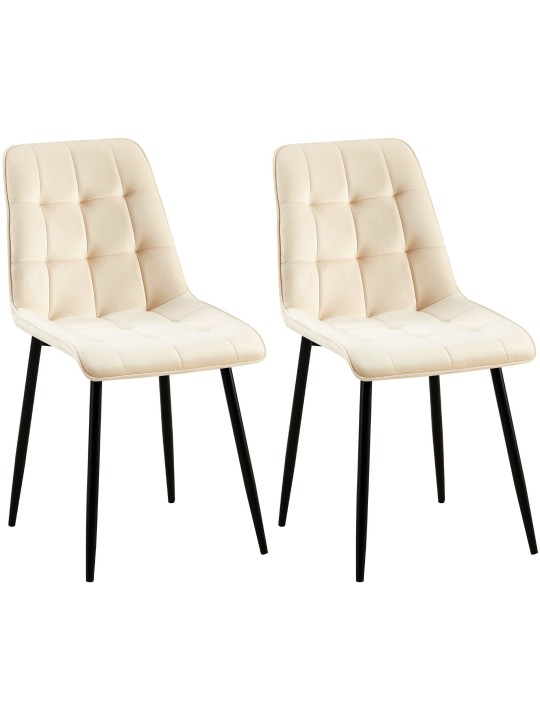 Sæt med 2 spisestuestole Gifford velvet, creme