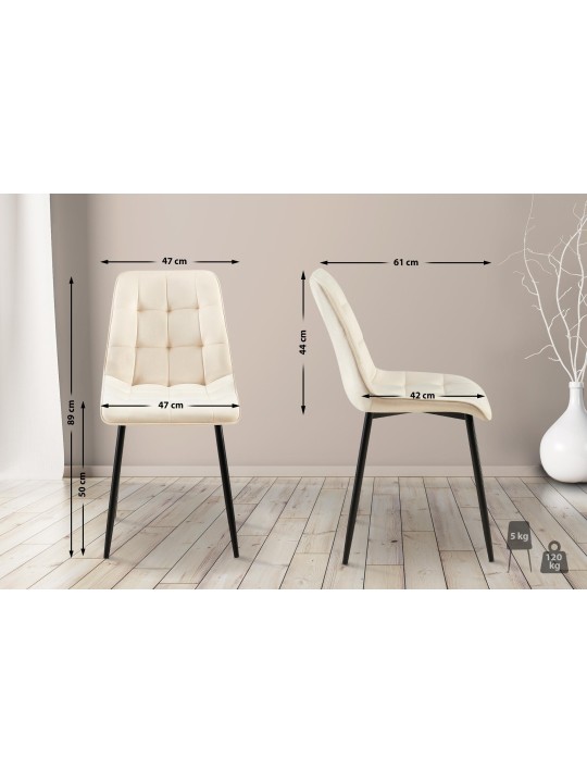 Sæt med 2 spisestuestole Gifford velvet, creme