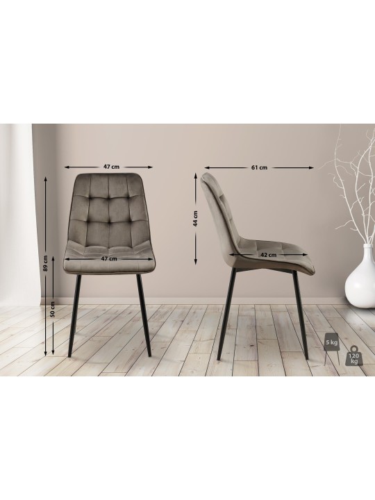 Sæt med 2 spisestuestole Gifford velvet, antracit