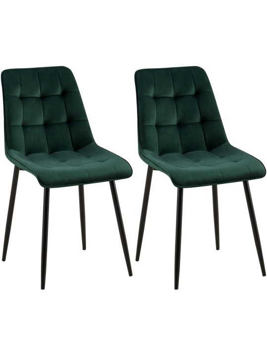 Sæt med 2 spisestuestole Gifford velvet, grøn