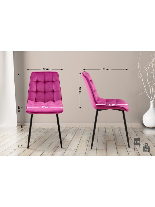 Sæt med 2 spisestuestole Gifford velvet, lilla