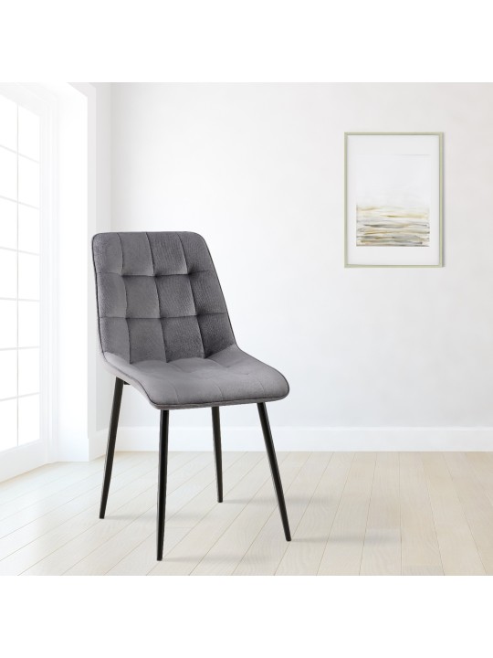 Sæt med 2 spisestuestole Gifford velvet, mørkegrå