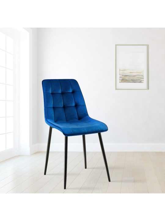 Sæt med 2 spisestuestole Gifford velvet, mørkeblå
