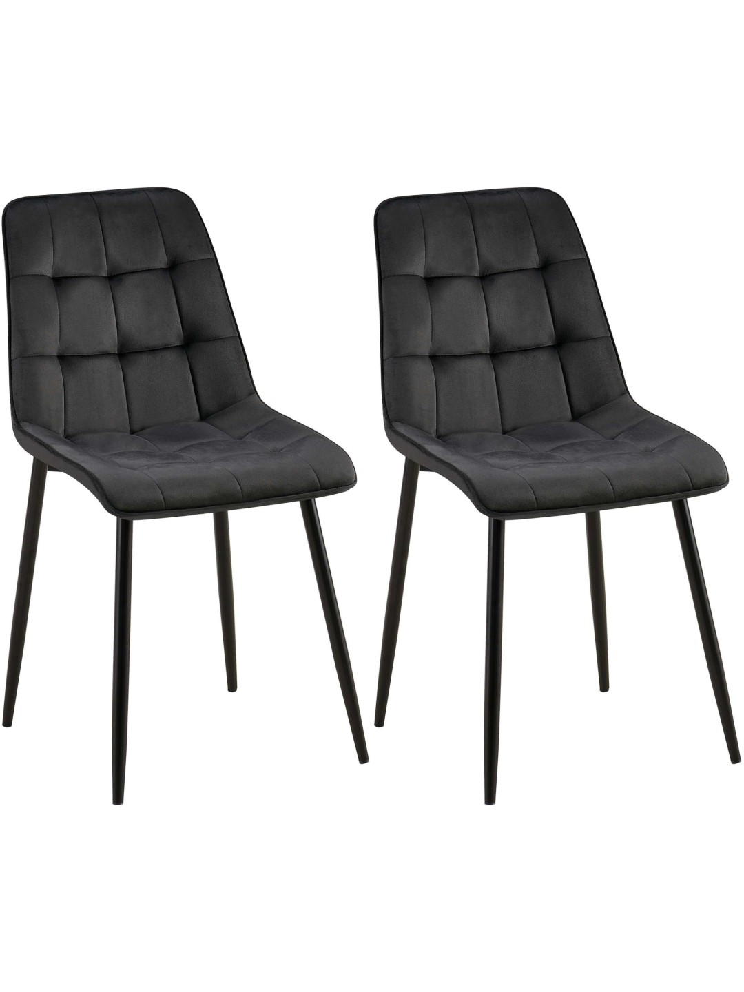 Sæt med 2 spisestuestole Gifford velvet, sort