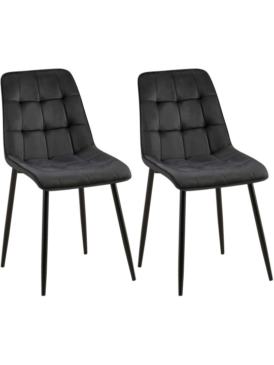 Sæt med 2 spisestuestole Gifford velvet, sort