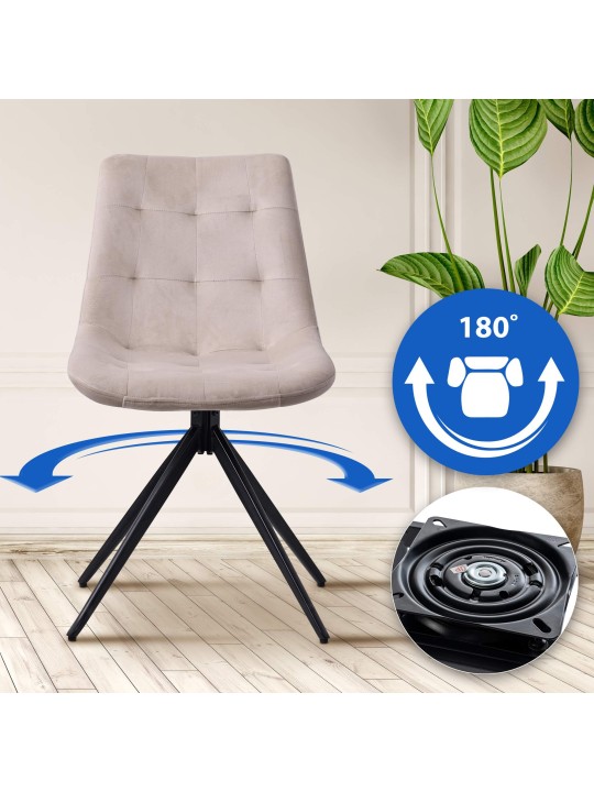 Sæt med 2 spisestuestole Merna velvet, creme