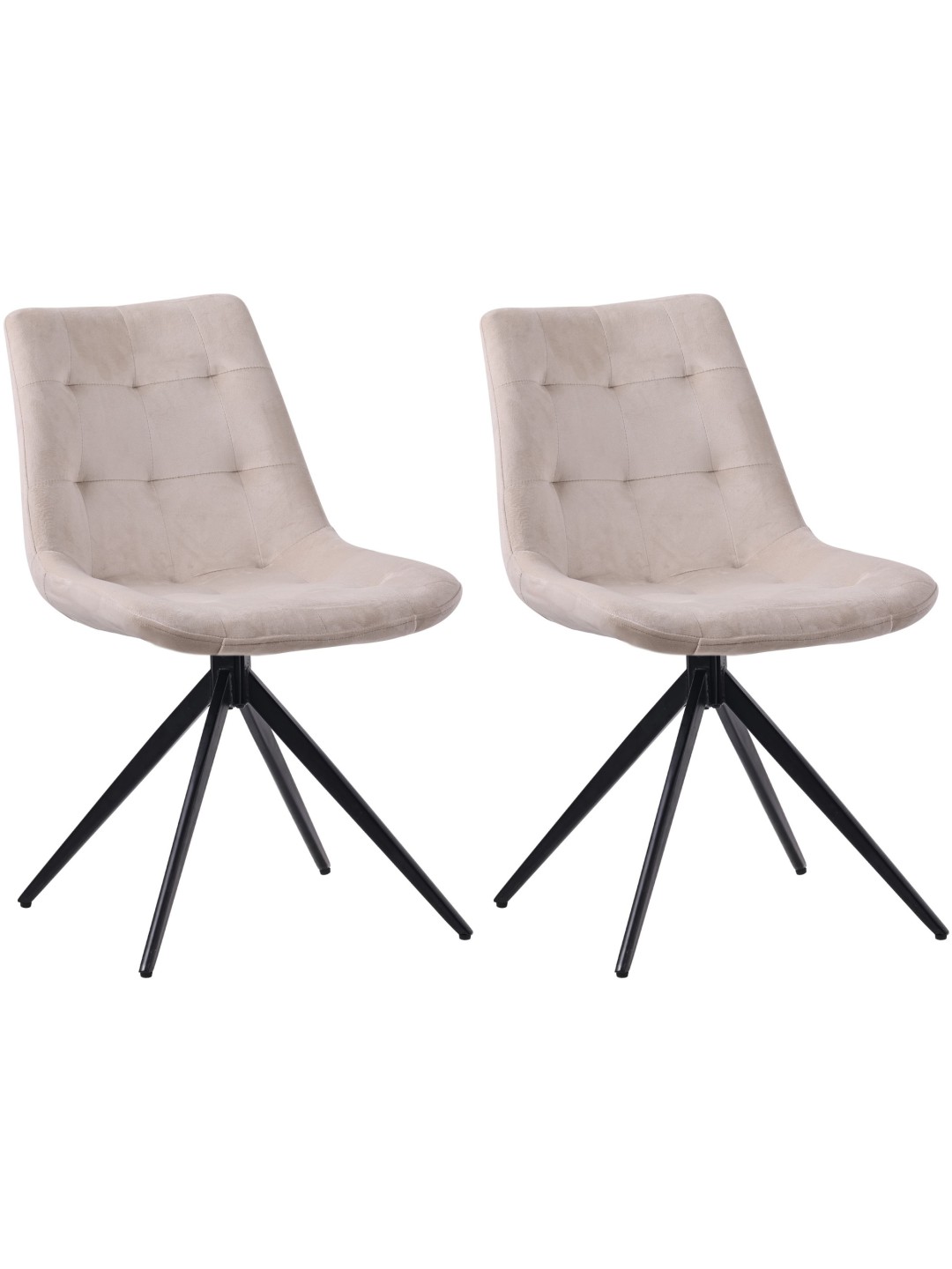 Sæt med 2 spisestuestole Merna velvet, creme
