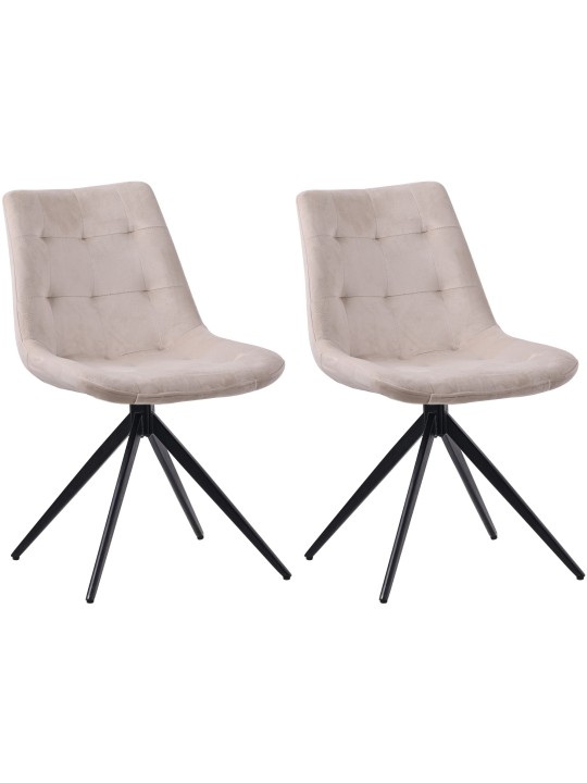 Sæt med 2 spisestuestole Merna velvet, creme