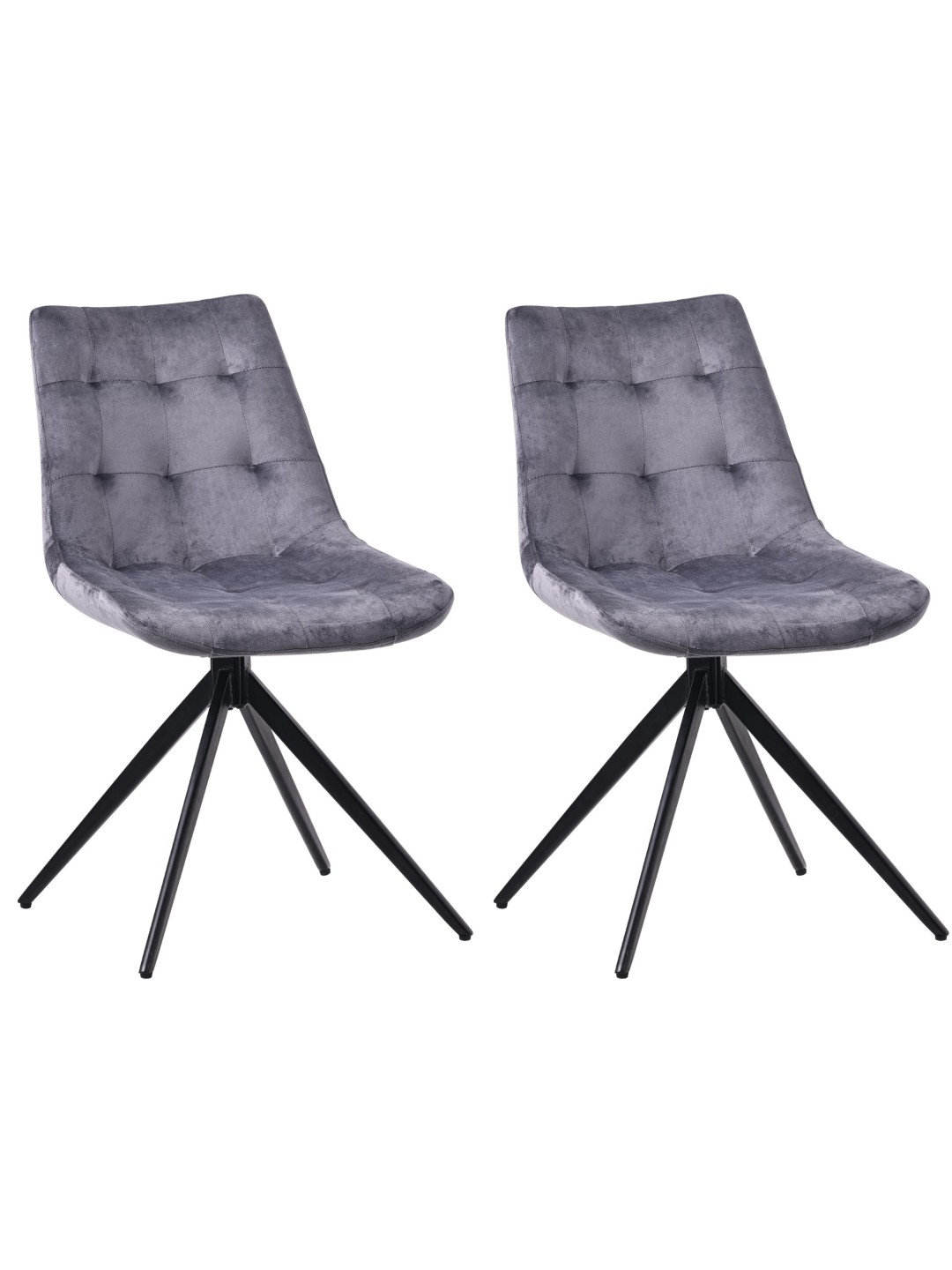 Sæt med 2 spisestuestole Merna velvet, mørkegrå