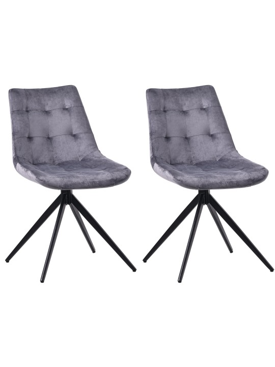 Sæt med 2 spisestuestole Merna velvet, mørkegrå