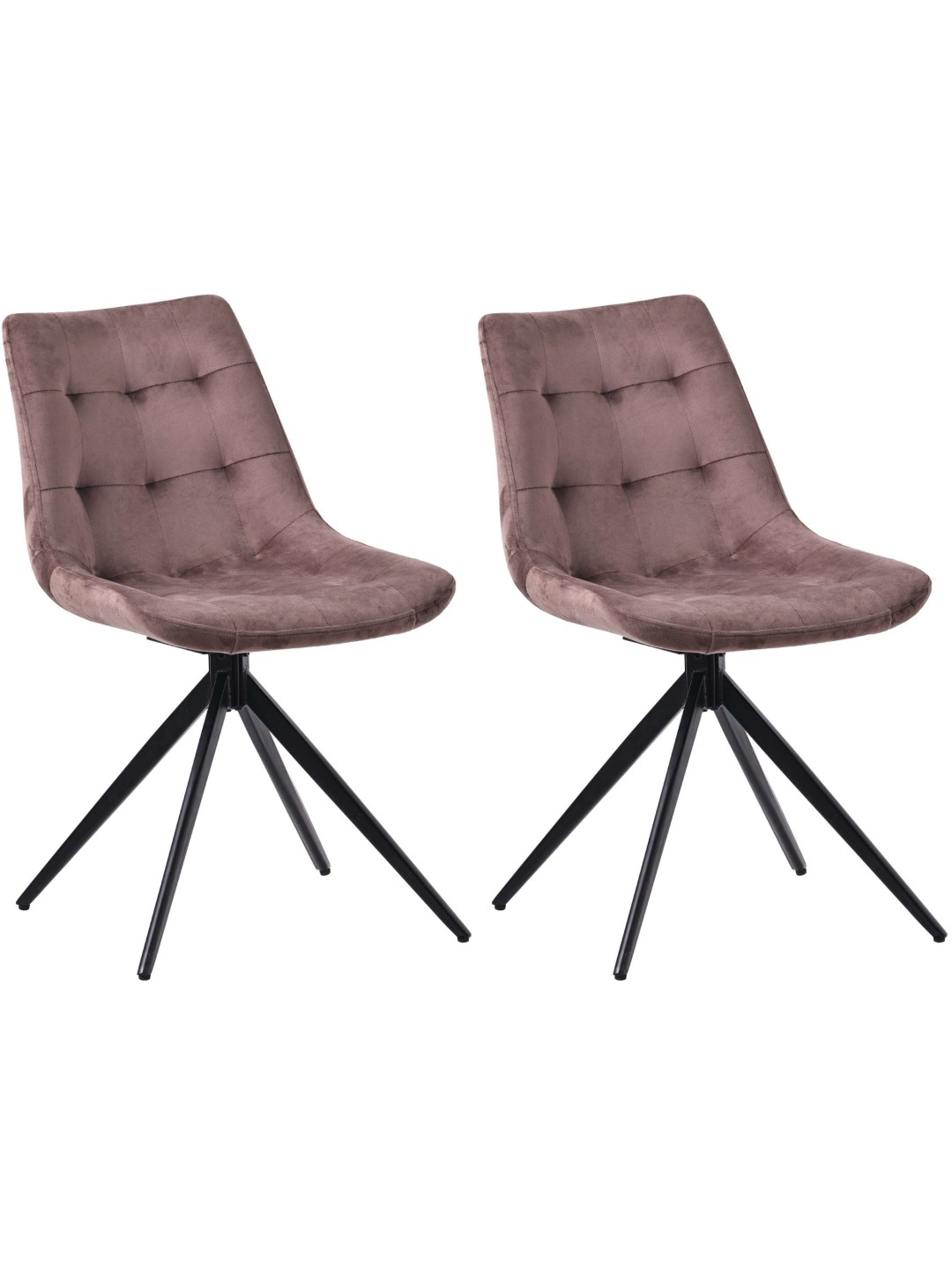 Sæt med 2 spisestuestole Merna velvet, brun