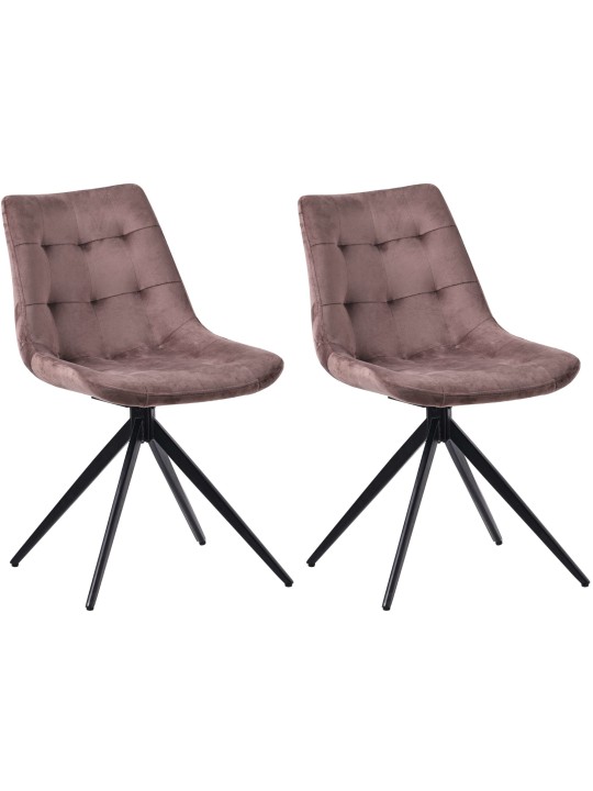 Sæt med 2 spisestuestole Merna velvet, brun