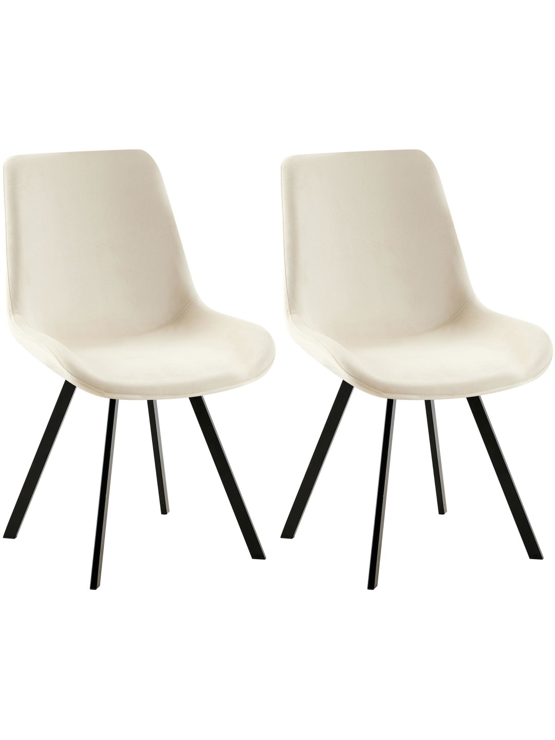 Sæt med 2 spisestuestole Lewes velvet, creme