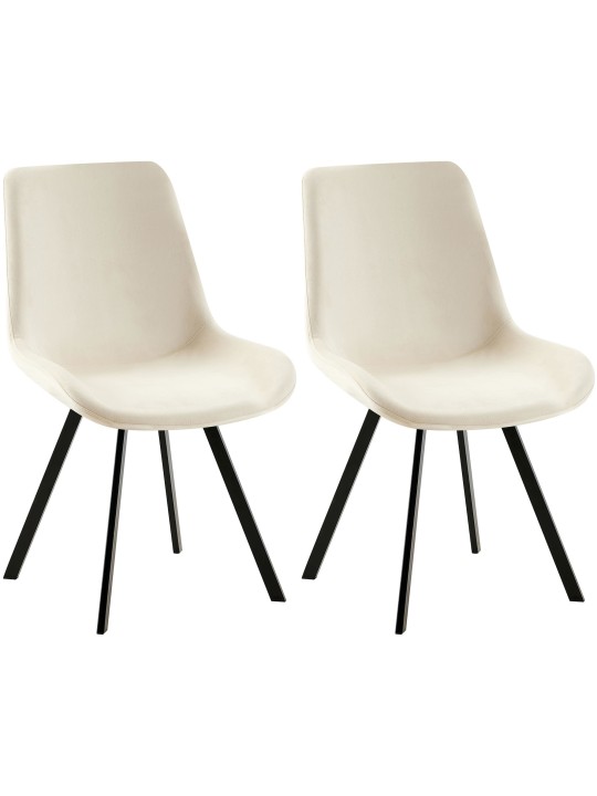 Sæt med 2 spisestuestole Lewes velvet, creme