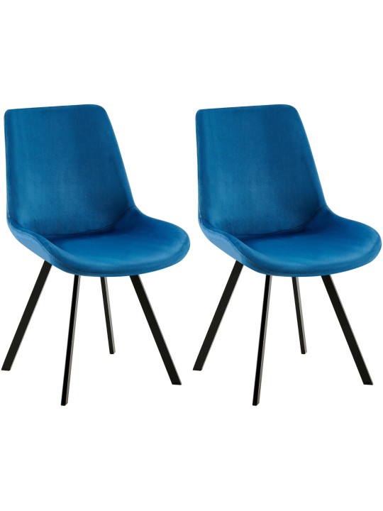Sæt med 2 spisestuestole Lewes velvet, mørkeblå