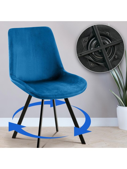 Sæt med 2 spisestuestole Lewes velvet, mørkeblå