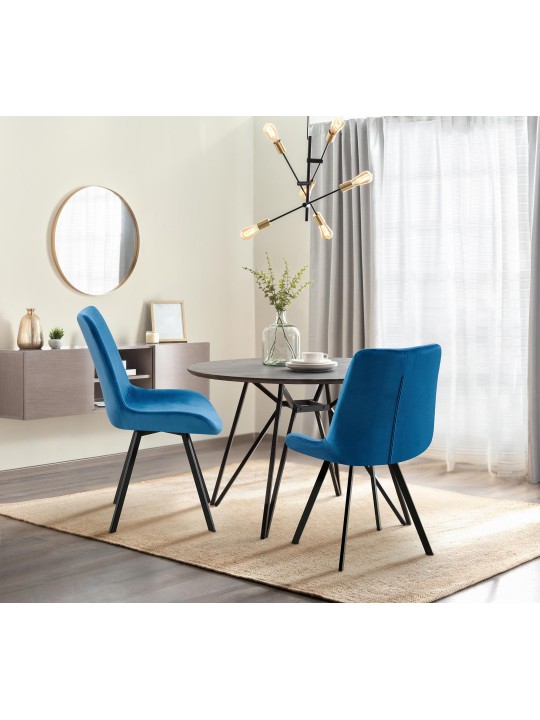 Sæt med 2 spisestuestole Lewes velvet, mørkeblå