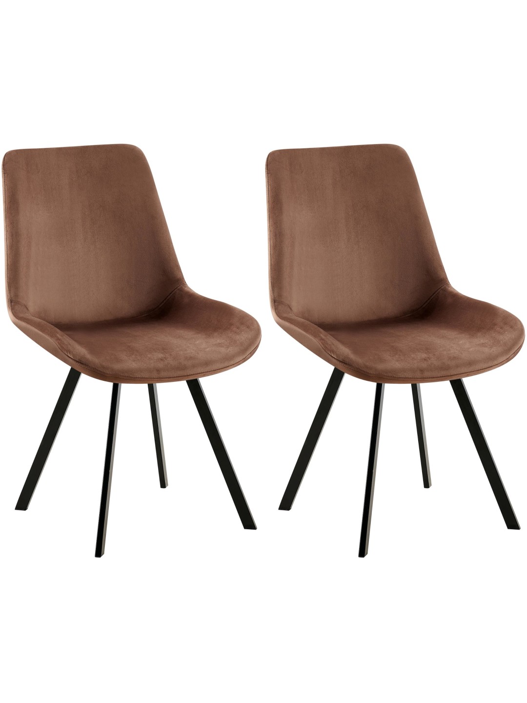Sæt med 2 spisestuestole Lewes velvet, brun