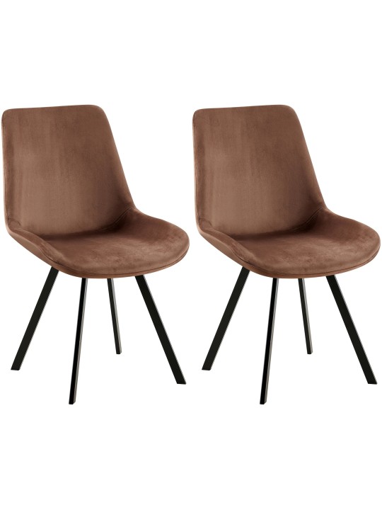 Sæt med 2 spisestuestole Lewes velvet, brun