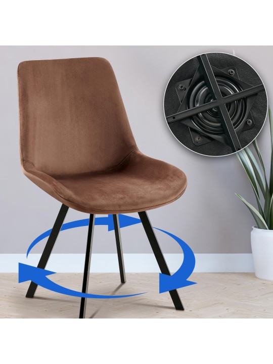 Sæt med 2 spisestuestole Lewes velvet, brun