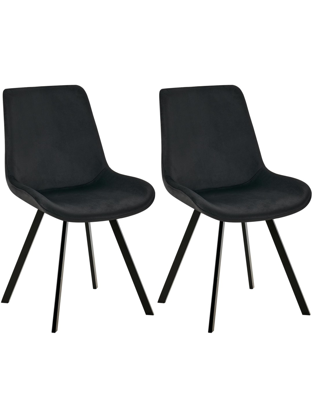 Sæt med 2 spisestuestole Lewes velvet, sort