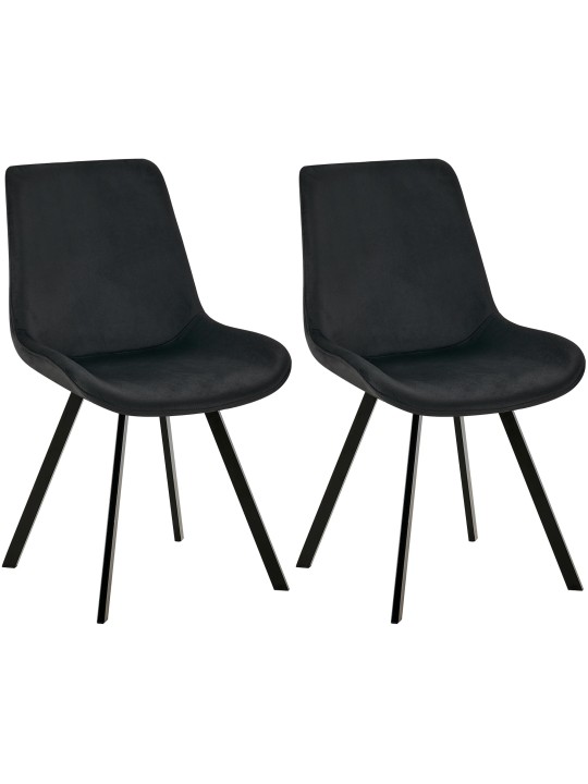 Sæt med 2 spisestuestole Lewes velvet, sort