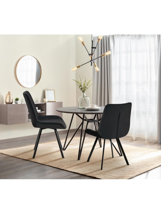 Sæt med 2 spisestuestole Lewes velvet, sort