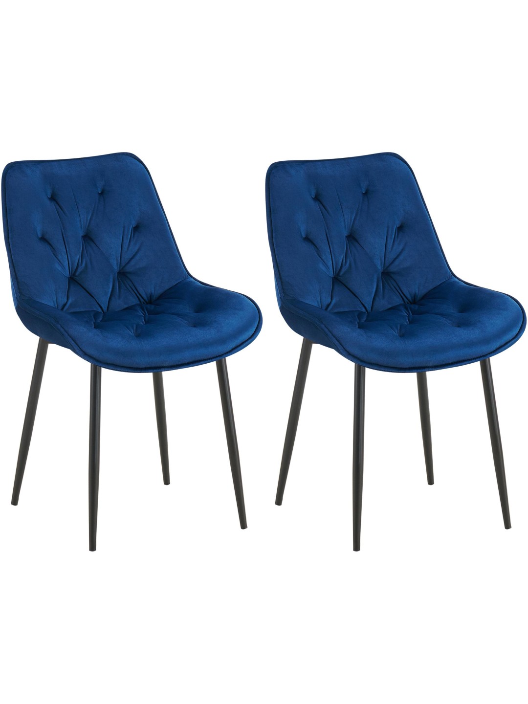 Sæt med 2 spisestuestole Wallace velvet, blå