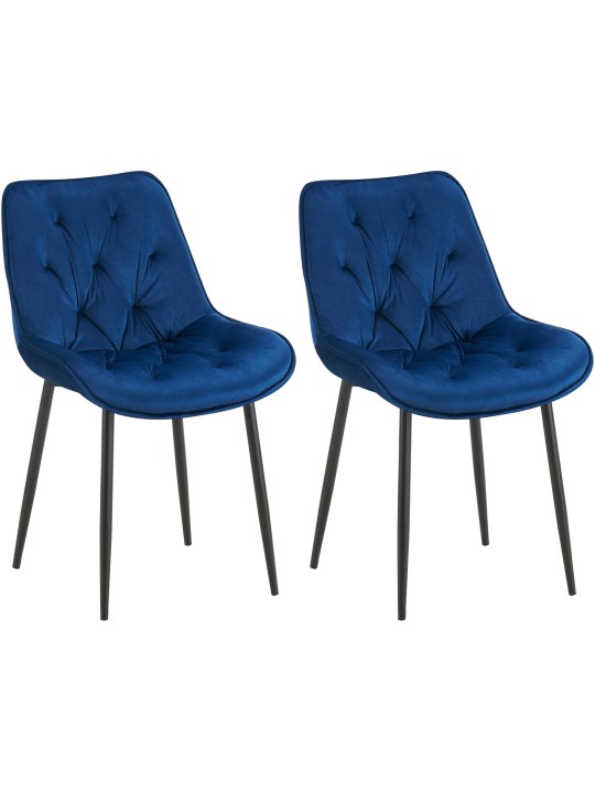 Sæt med 2 spisestuestole Wallace velvet, blå