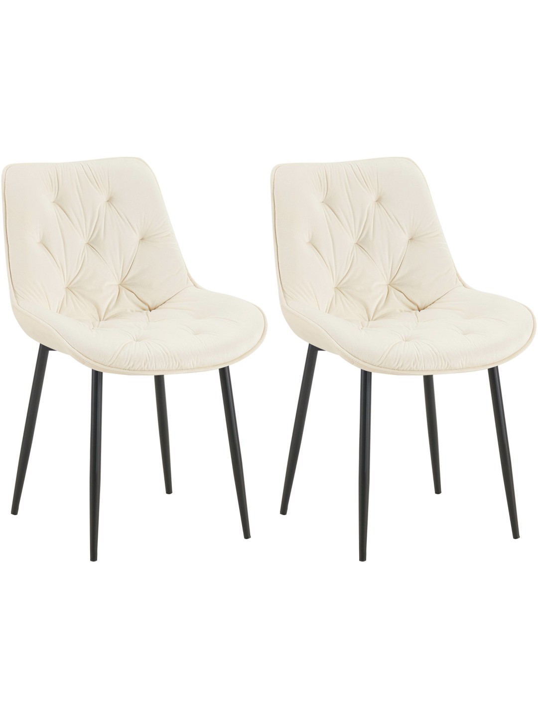 Sæt med 2 spisestuestole Wallace velvet, creme